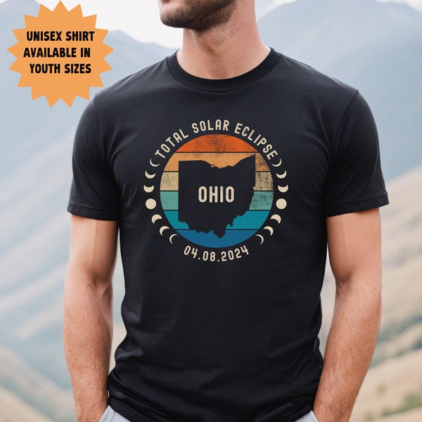 Solar Eclipse 2024 shirt, unisex total solar eclipse t-shirt, Ohio solar eclipse sweatshirt, 4/8/24 solar eclipse, totality