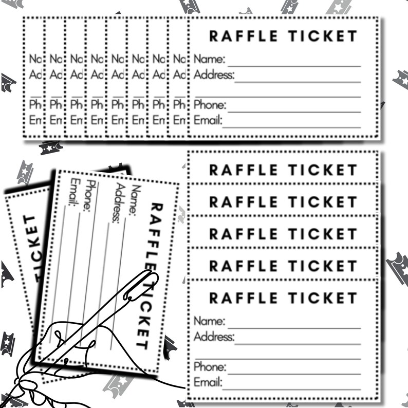 Printable Raffle Ticket, Ready to Print, Black and White Raffle Ticket, Instant Download ...