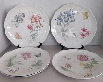 1990s Lenox Butterfly Meadow 11 inch dinner plate - 4 varieties