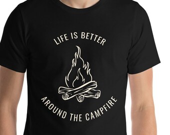 La vida es mejor alrededor de la camisa de fogata / camisa de fogata / sudadera de camping / Prefiero estar acampando / sudadera con capucha de camping / regalo de Navidad