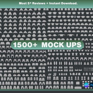 1500+ Kleidung Mock ups | Vektor-Mockups & kostenloses Tech-Pack - Streetwear Vektor MockUp Paket, Mode- CADs, Procreate Mockup Bekleidungsmarke