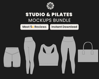Pilates clothing Mockups Bundle | 200 Studio fashion Vector Templates for Streetwear Clothing Brands and  Fashion Designers SVG & PNG