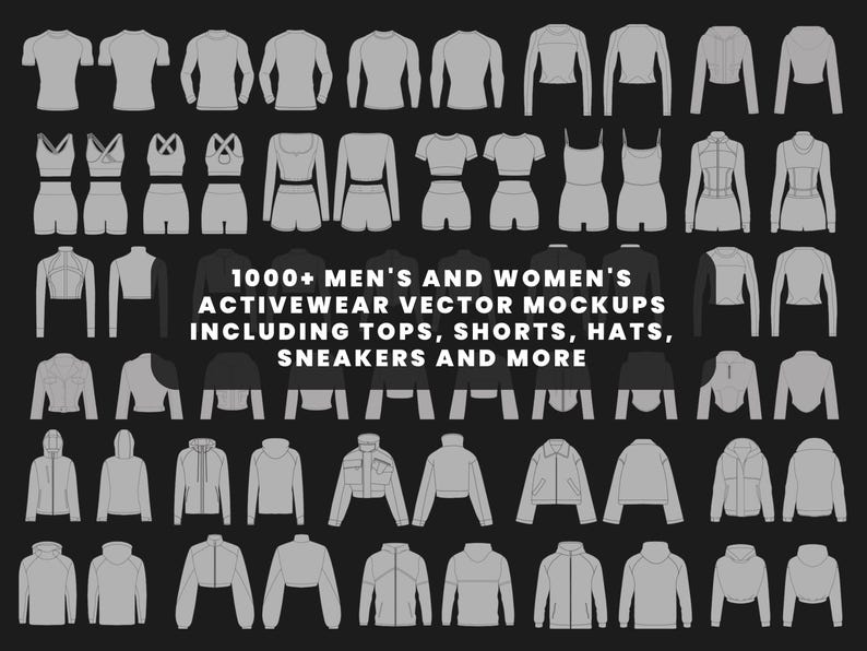 1000 Activewear Mockups Pack | Male and Female Gymwear Vector Templates in SVG and PNG | Fitness Apparel Mockup bundle for Clothing Brands image 4