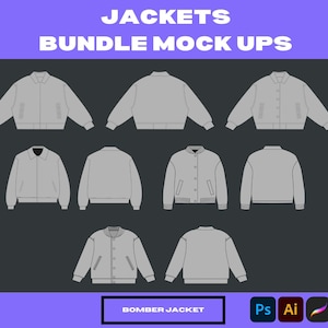 Lot de maquettes de veste - pack de maquettes de veste de marque de vêtements - maquettes de sweats à capuche - maquettes Bomber Jaclet et maquettes de veste pleine taille
