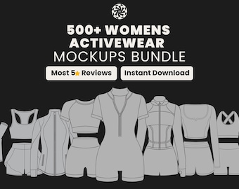 500 Women’s Activewear Mockup Pack | Vector Gymwear Templates | Mockups for Fitness Brands and Designers