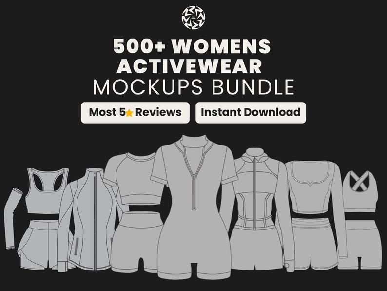 500 Women’s Activewear Mockup Pack | Vector Gymwear Templates | Mockups for Fitness Brands and Designers image 1
