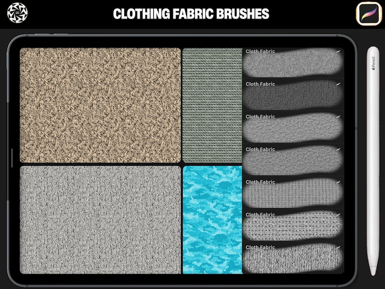 400+ Procreate Fabric Texture Brushes | Realistic Textile Pattern Brush ...