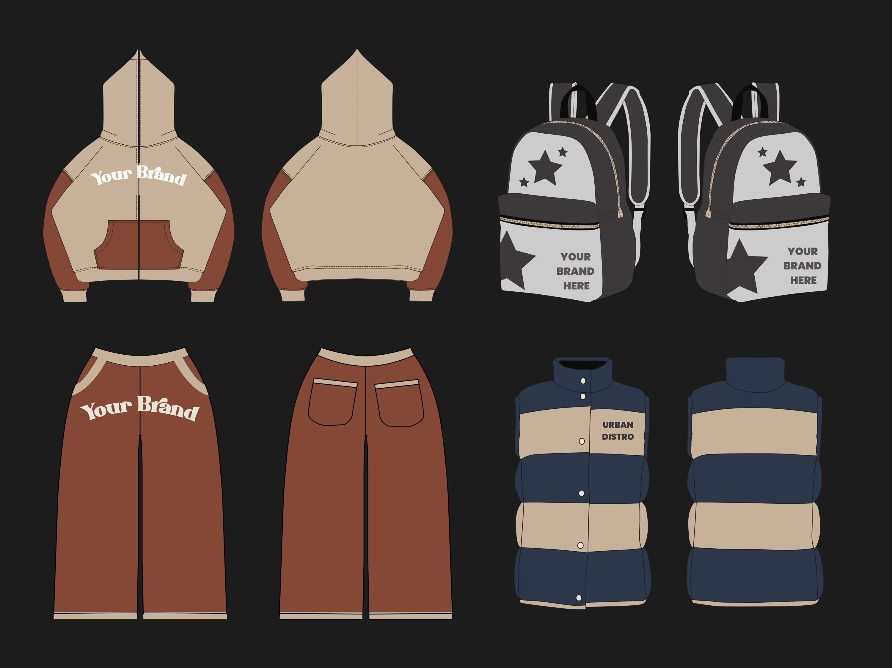 5500+ Streetwear Clothing Mockups and Tech Pack Vector Templates Pack ...