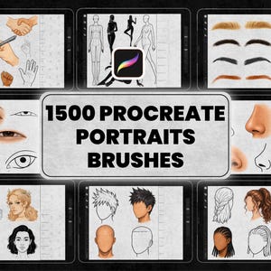 Procreate Portrait Brushes Bundle, Face Hair Body Pose Stamps (Digital Art Tools)