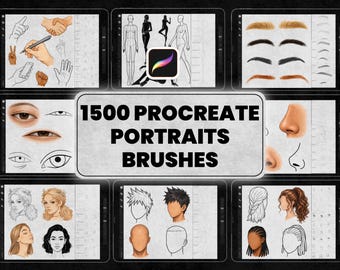 Procreate Portrait Brushes Bundle, Face Hair Body Pose Stamps (Digital Art Tools)
