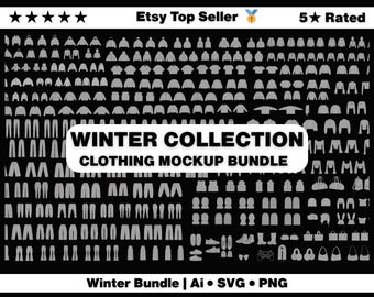 Winter Clothing Mockups Pack | 500+ Apparel Vector Templates (AI, PNG, SVG, Procreate)