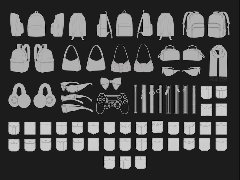 200 Accessory Mockups Bundle | Streetwear Vectors Hat, Bag, Shoe & Cap Templates in SVG PNG | Fashion Brand Accessories Mockup pack image 6