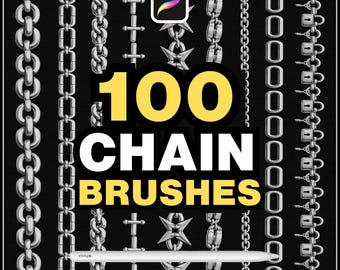 100+ Procreate Chain Brushes | Realistic Jewellery Necklace Brush Set for Fashion Design, Streetwear Chains Brushes, Clothing Design Pack