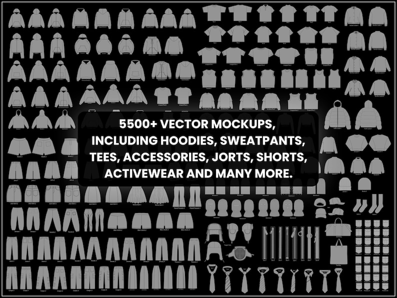 5500+ Streetwear Clothing Mockups and Tech Pack Vector Templates Pack ...