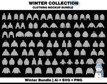 Winter Clothing Mockups Pack | 500+ Apparel Vector Templates (AI, PNG, SVG, Procreate)