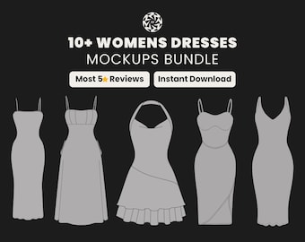10+ mock-upbundel damesjurk | Vrouwelijke mode vectorsjablonen | SVG- en png-bestand downloaden