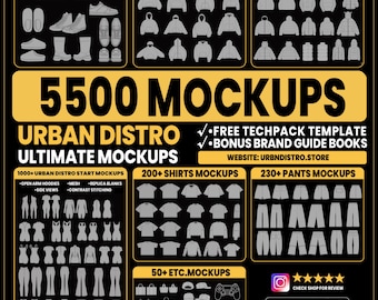 5500+ mock ups van streetwear kleding en vector-sjablonen voor technische documentatie voor het ontwerpen van modemerken Procreate AI SVG