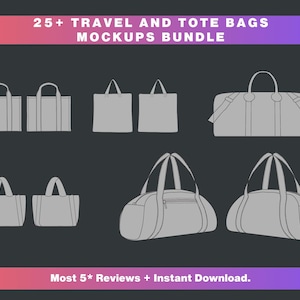 Tote Bag Mockup Bundle: 25+ Vector Templates, Clothing Brand Designs (SVG & PNG Files)