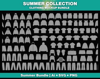 Summer Clothing Mockups Pack | 500+  Apparel Vector Templates (AI, PNG, SVG, Procreate)
