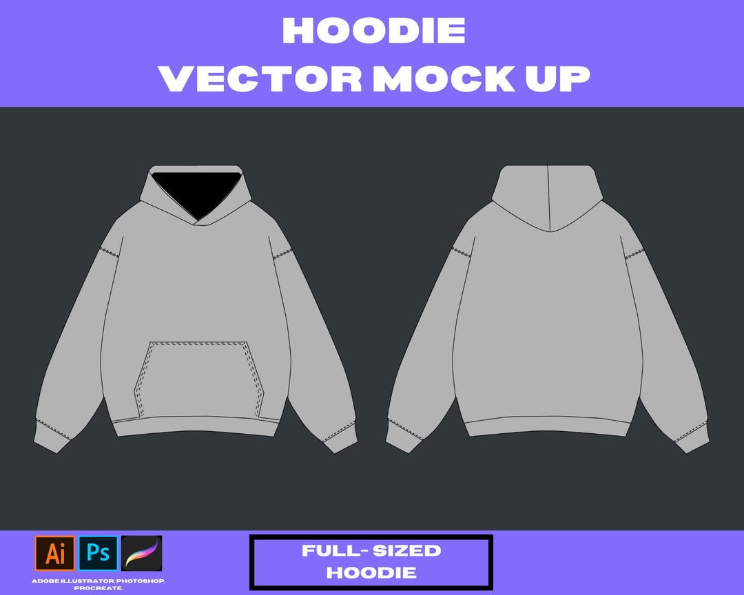 Sleeve Hoodie Mockup Illustrator Full-sized Hoodie Vector Mockup