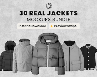 Realistic Jackets Mockups Bundle | 50 Streetwear Clothing Mockup pack | Front View