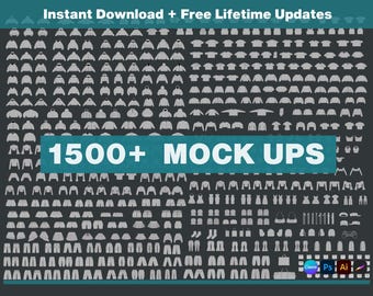 1500+ mock-upspakket kledingmerk - Vector mockups en gratis technologiepakket - mock-ups hoodies, streetwear vector mock-uppakket, mode CAD's, vector