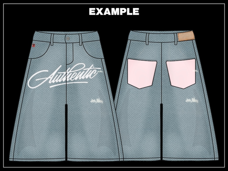 K&ouml;nnte beinhalten: Hellblaue Jeansshorts mit dem Wort "Authentic" in wei&szlig;er Schrift auf der Vorderseite. Die Shorts haben zwei Vordertaschen, zwei Ges&auml;&szlig;taschen und ein kleines rotes Etikett. Die Ges&auml;&szlig;taschen sind hellrosa.