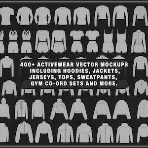 400 Activewear Mockup Bundle | Male and Female Gymwear Vector Templates in SVG and PNG | Fitness Apparel Mockups for Clothing Brands image 2