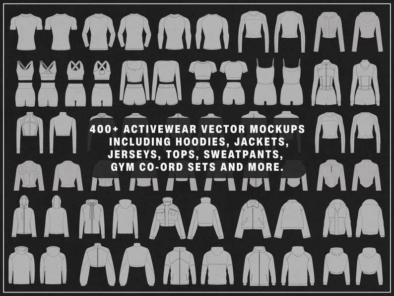 400 Activewear Mockup Bundle | Male and Female Gymwear Vector Templates in SVG and PNG | Fitness Apparel Mockups for Clothing Brands image 2