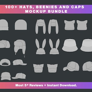 Hat Mockup Pack: 100+ Beanies, Caps, and Buckets hats - Vector Templates (Ai, Svg, PNG)
