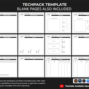 Fashion Tech Pack Template Bundle | Customizable Clothing Techpack for Apparel Designers and Brands | Garment Specification Sheets image 9