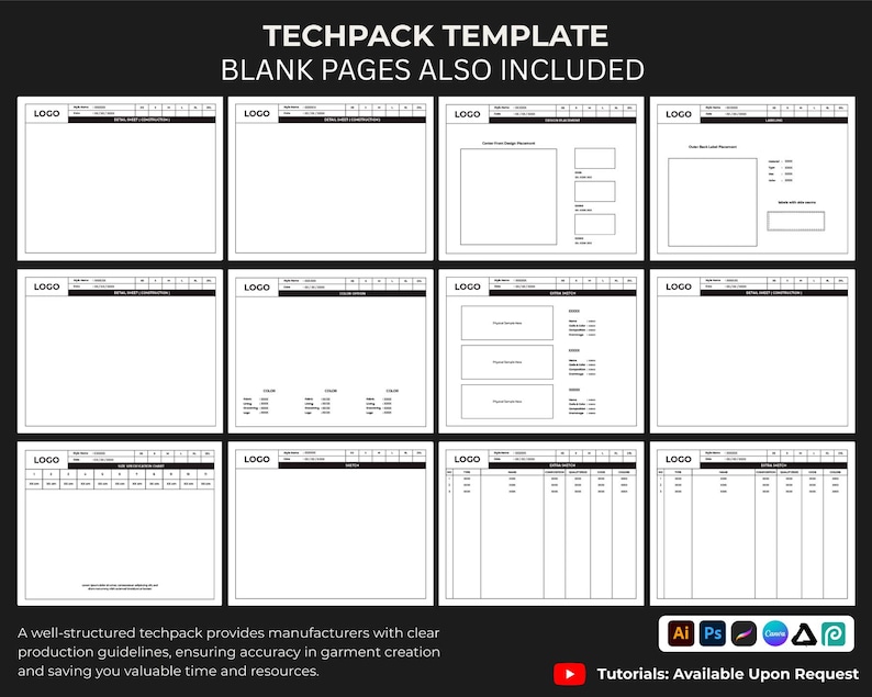 Fashion Tech Pack Template Bundle | Customizable Clothing Techpack for Apparel Designers and Brands | Garment Specification Sheets image 9