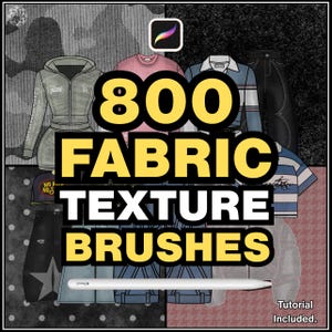 Über 800 Procreate-Stofftextur-Pinsel | Realistisches Textilmuster-Pinselset Modedesign Bekleidungs-Mockups Streetwear Pinselset-Dateien