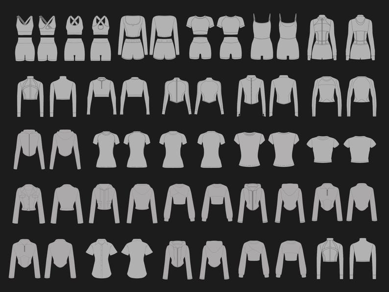 200 Women’s Gymwear Mockup Pack | SVG and PNG Activewear Vector Templates | Mockups for Fitness Brands and Designers image 3