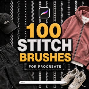 100 Realistic Procreate Stitch Embroidery Brushes for Fashion Design (Digital Download)