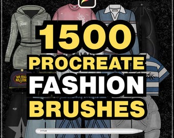 Pacchetto con oltre 1500 pennelli Procreate | Pennelli per abbigliamento, cuciture, catene, texture, cerniere, mockup di streetwear