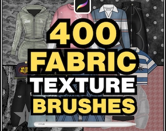 400+ Procreate Fabric Texture Brushes | Realistic Textile Pattern Brush Set Fashion Design Apparel Mockups Streetwear Brush-set files