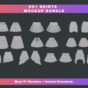 Skirt Mockup Pack: 50+ Vector Templates - Procreate, SVG & PNG Files