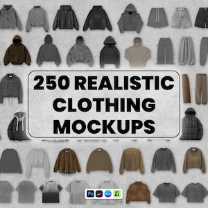 250+ Realistic Mockups Bundle | Streetwear Clothing Mockup pack | Front View