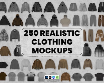 Über 250 realistische Mockups im Paket | Mockup-Paket für Streetwear-Kleidung | Vorderansicht