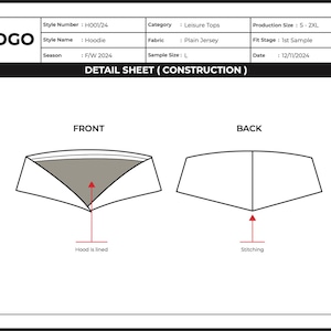 Fashion Tech Pack Template Bundle | Customizable Clothing Techpack for Apparel Designers and Brands | Garment Specification Sheets image 8
