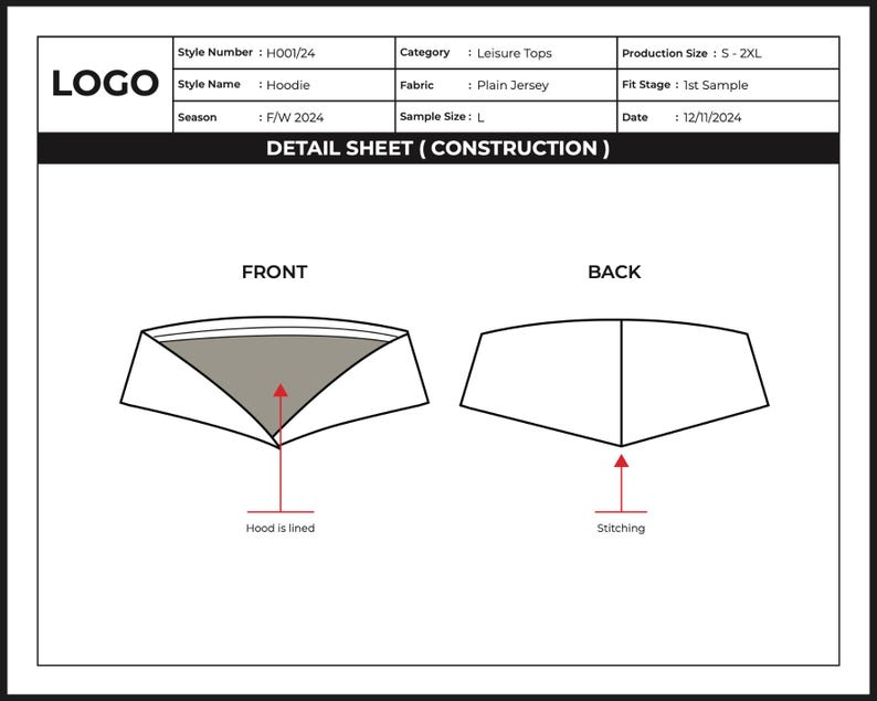 Fashion Tech Pack Template Bundle | Customizable Clothing Techpack for Apparel Designers and Brands | Garment Specification Sheets image 8