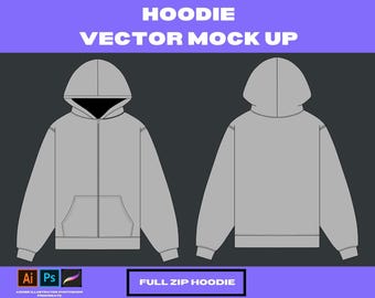 Full Zip Hoodie Vector Mockup: Clothing Brand Template (AI, PNG, SVG)