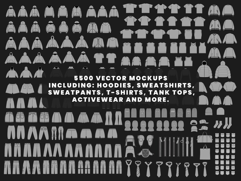 5500+ Streetwear Clothing Mockups and Tech Pack Vector Templates pack for Fashion Brand Design Illustrator Photoshop Procreate AI PNG SVG image 5