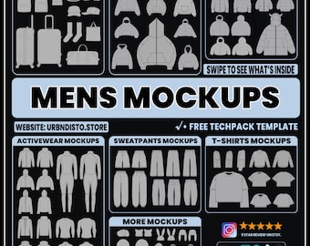 1000 Men’s Clothing Mockups Bundle | SVG and PNG Fashion Vector Templates for Clothing Brands and Designers | Male Apparel Mockup Pack