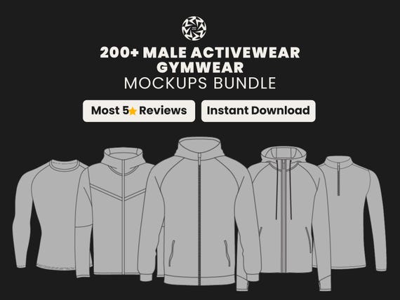 200 Men’s Activewear Mockup Pack | SVG and PNG Gymwear Vector Templates for Clothing Brands and Designers | Fitness Apparel Mockups set