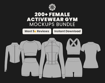 200 Women’s Gymwear Mockup Pack | SVG and PNG Activewear Vector Templates | Mockups for Fitness Brands and Designers