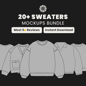 Mockupbundel met 20 truien | SVG- en png-bewerkbare vectorsjablonen voor modemerken en kledingontwerpers | Streetwear-kledingmodellen
