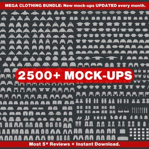 2500+ Clothing Brand Mockup Pack - Streetwear Vektor Mockups, Procreate Mockups, Adobe Illustrator Mockup-Vorlage - Kleidungs-Mockup-Bundle