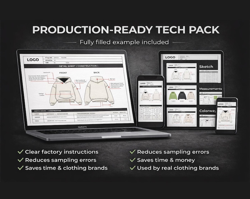 Fashion Tech Pack Template Bundle | Customizable Clothing Techpack for Apparel Designers and Brands | Garment Specification Sheets image 11